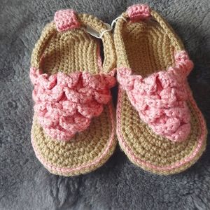 Hand-made knitted slippers